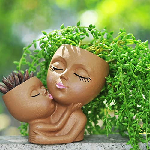 Black Head Resin Flower Pot F31333