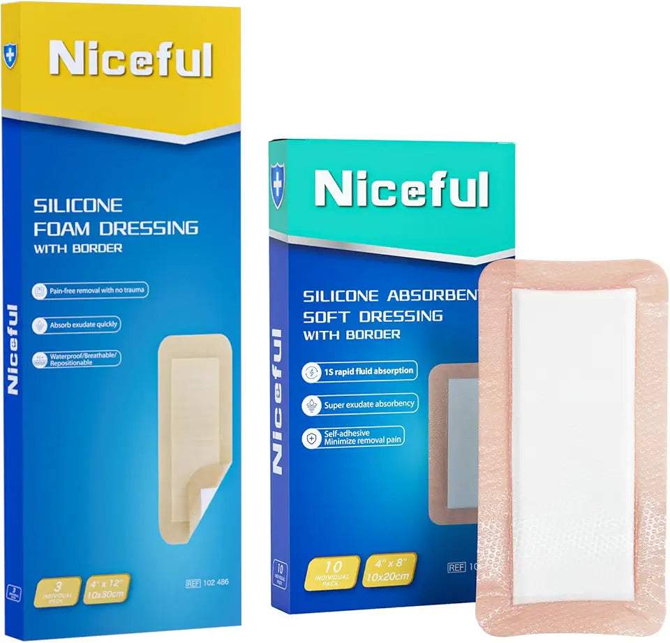 4"×8" Silicone Super Absorbent Wound Dressing & 4"×12" Silicone Foam Dressing B38046