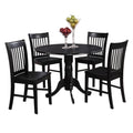 Black Round Kitchen Table and 4 Dinette Chairs 5-Piece Dining Set J15686