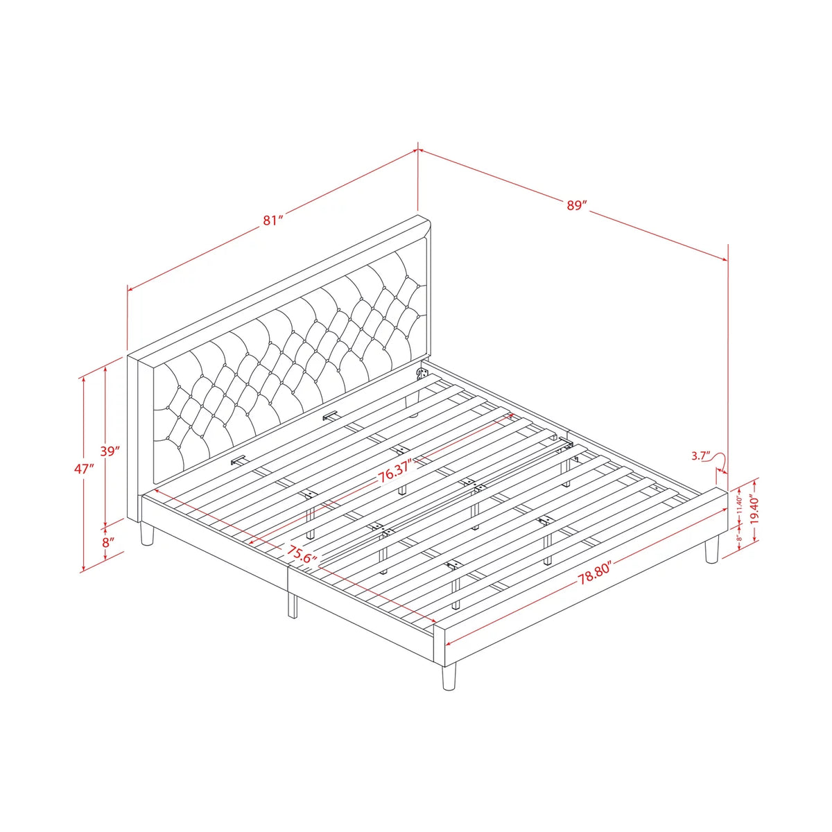 3-piece Wood Platform Bedroom Set Q138