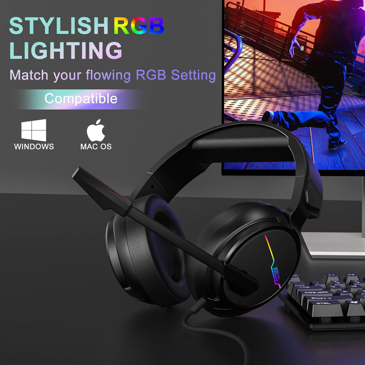 USB Pro Gaming Headset with 7.1 Surround Sound and Noise Cancelling Microphone S527970