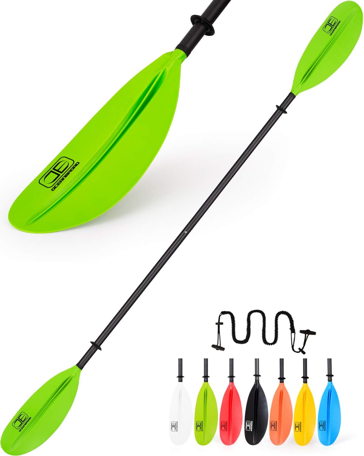 Carbon Shaft Kayak Paddle with Leash, Pack of 2 B7693