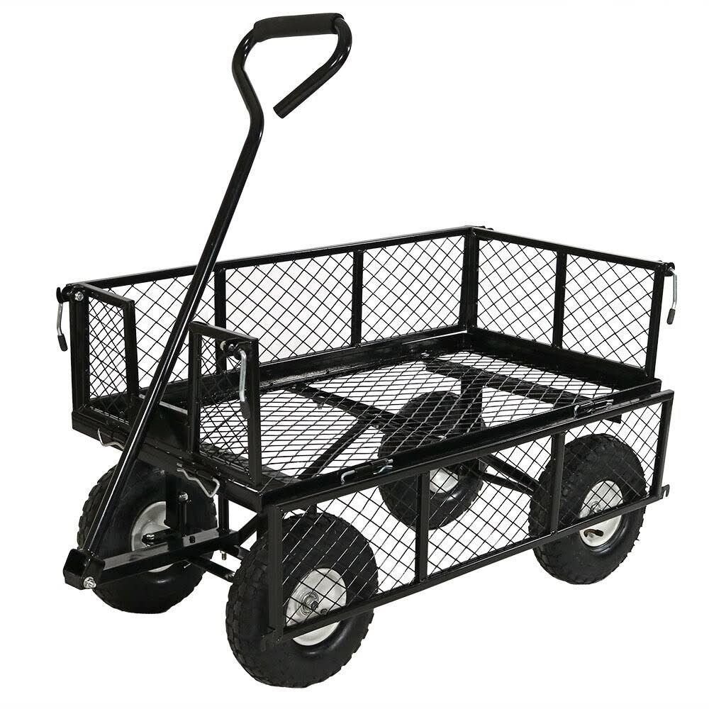 Black Utility Cart with Folding Sides and Liner Y8639