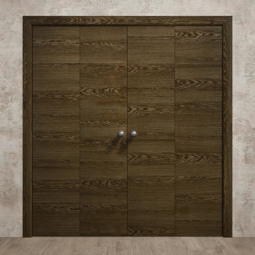 Sliding Double Bi-fold Closet Doors 96 x 80 inches Wood Solid Hardware Set N960697