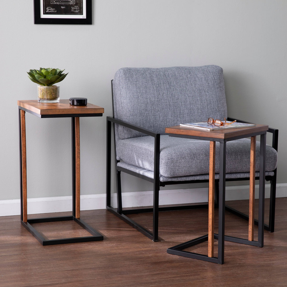 Brown Metal C-Table Set of 2 F6760