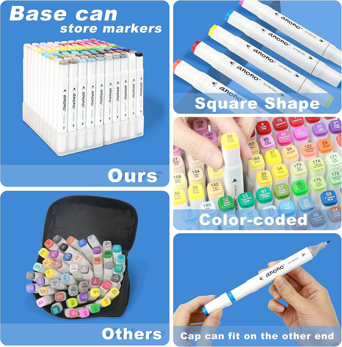 48 Colors Alcohol Markers Set Double Tipped H20086