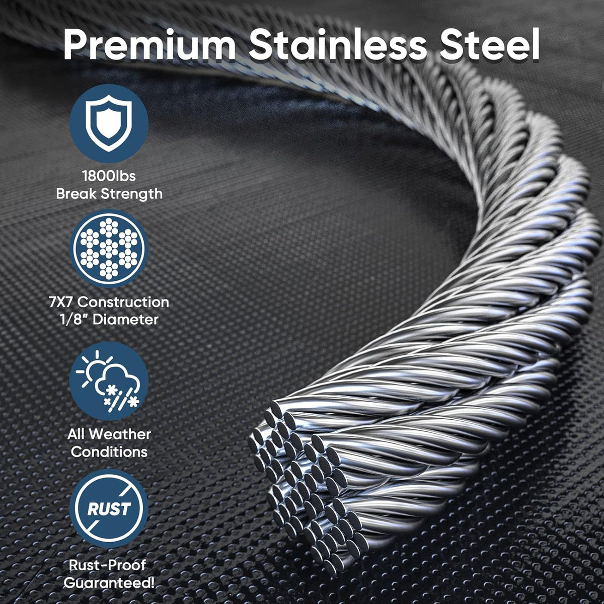 1/8 300ft Stainless Steel Wire Rope Aircraft Cable H50250