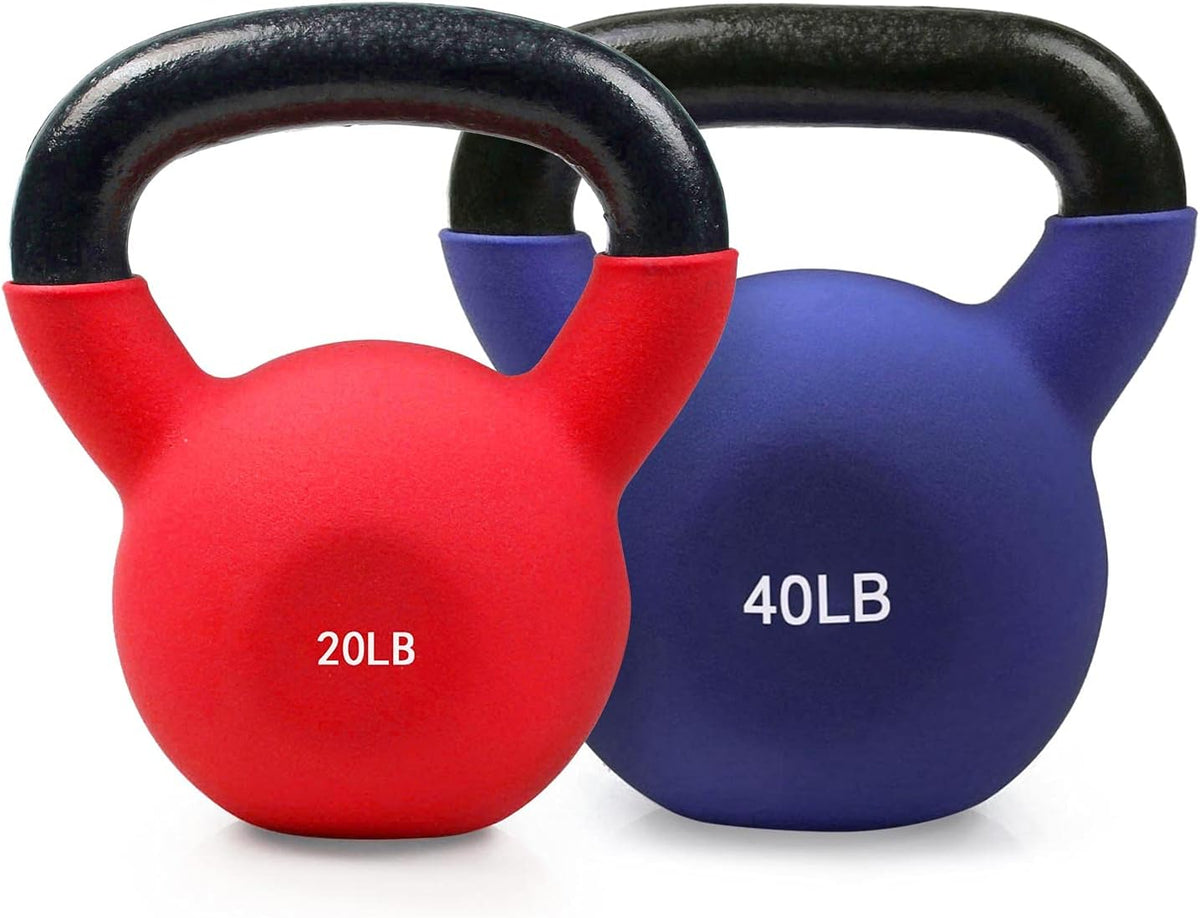 Neoprene Coated Solid Cast Iron Kettlebell 20 25 30 35 40 45 50 LB, Pack of 2 O75196