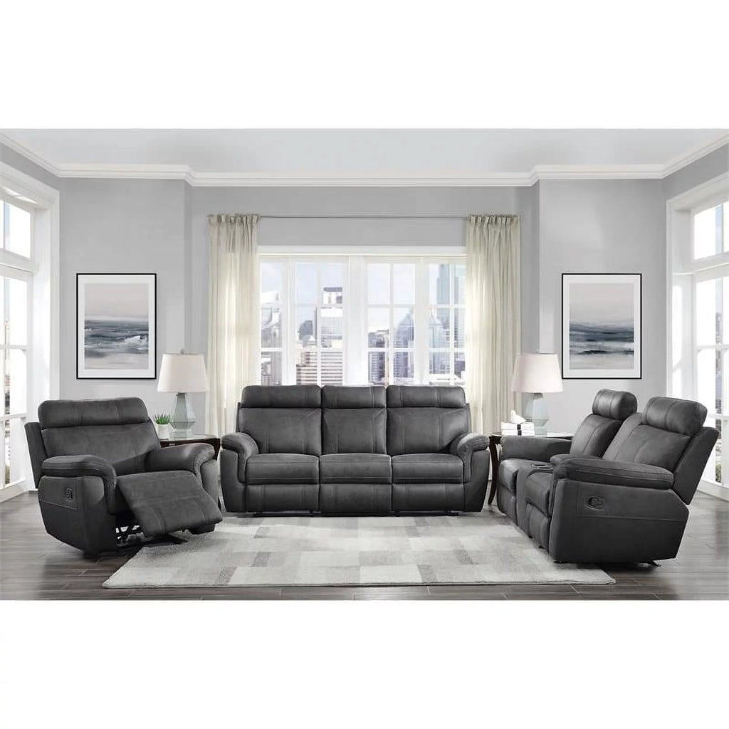 Gray Microfiber Double Glider Reclining Love Seat B265