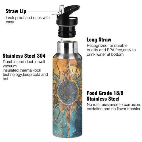 20 oz Insulated Stainless Steel Water Bottle with Straw Lid B734925