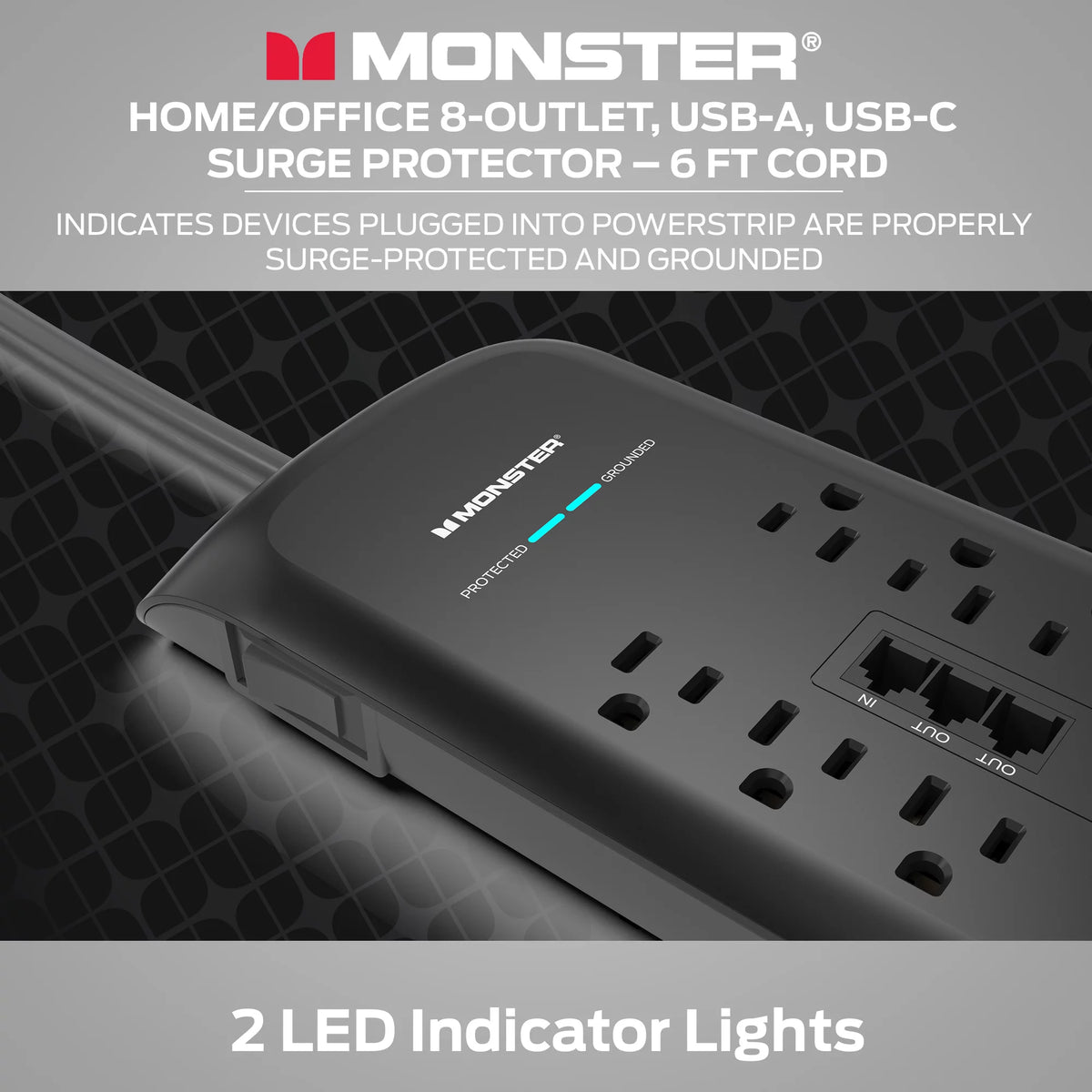 Black Heavy Duty Power Strip and Surge Protector T717