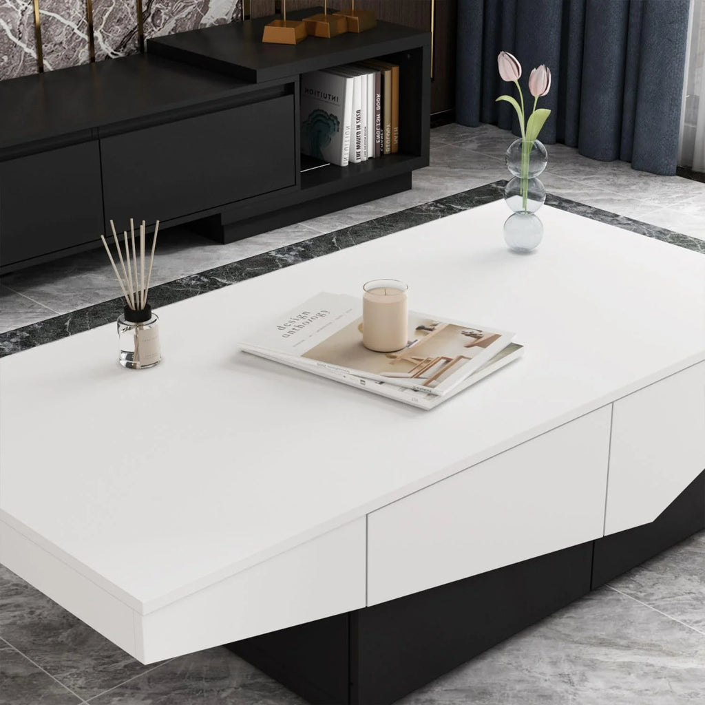 White and Black 4 Drawer Wood Coffee Table L688371