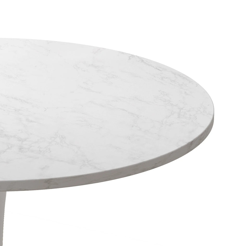 32" Round Marble White Dining Table with Metal Base R524