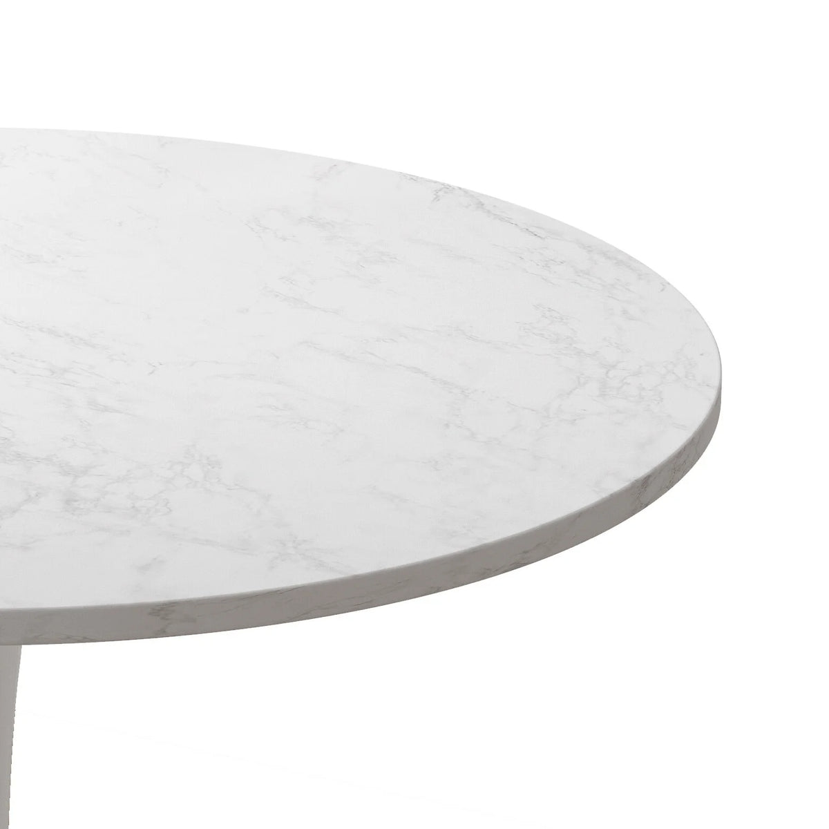32" Round Marble White Dining Table with Metal Base R524