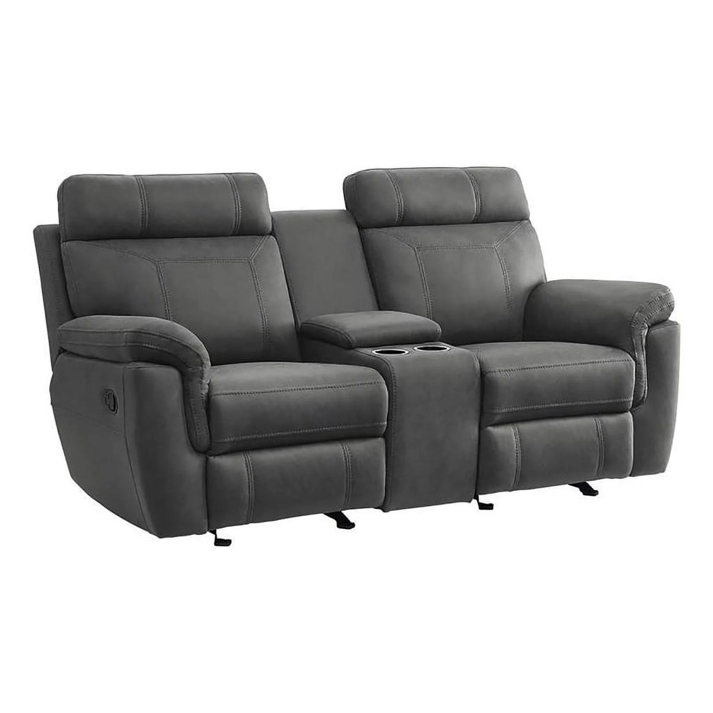 Gray Microfiber Double Glider Reclining Love Seat B265