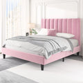 Full Size Platform Bed Frame with Velvet Headboard Q643501