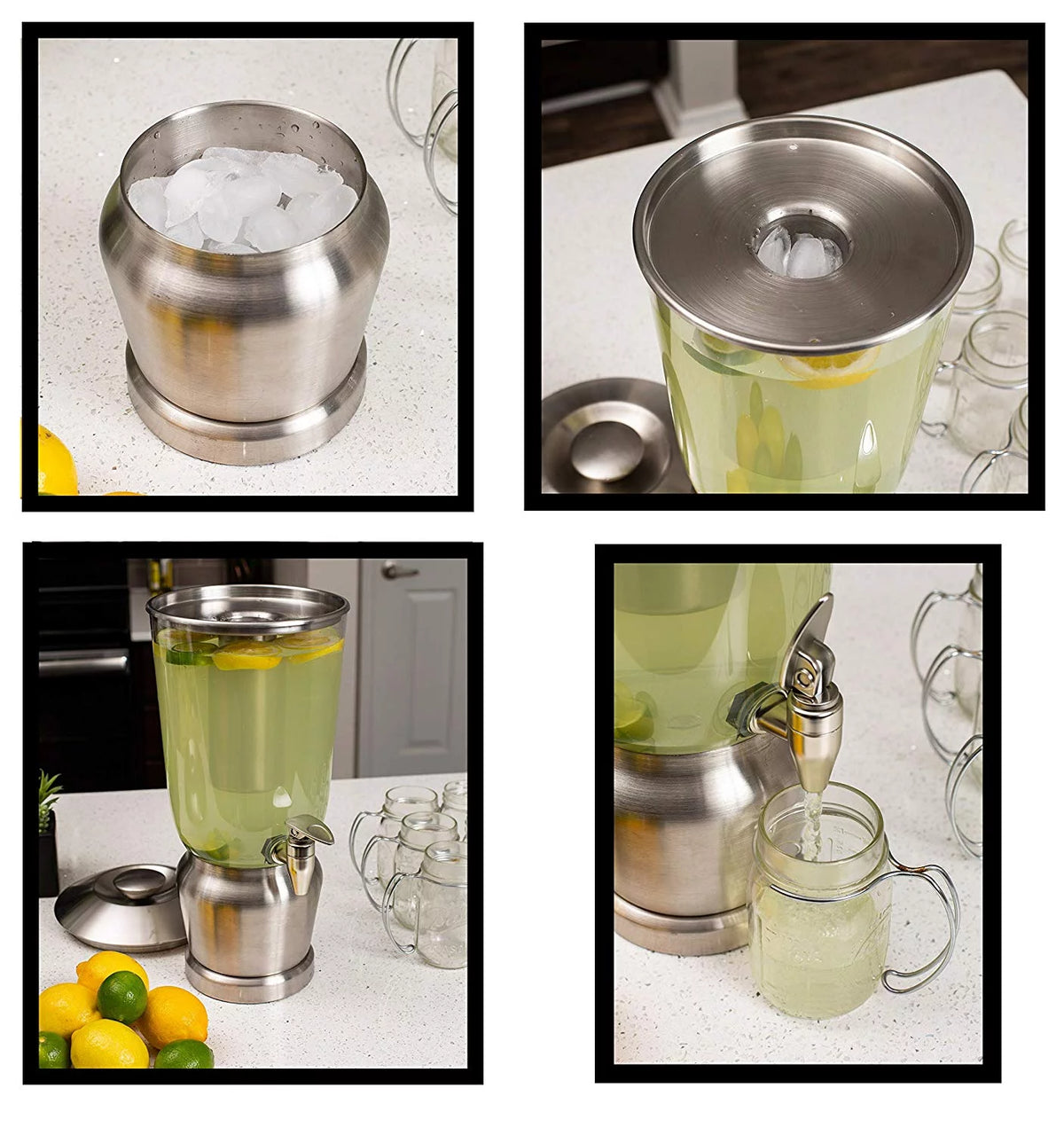 1.5 Gallon Stainless Steel Beverage Dispenser with Ice Container, Stand & Spigot Z509285