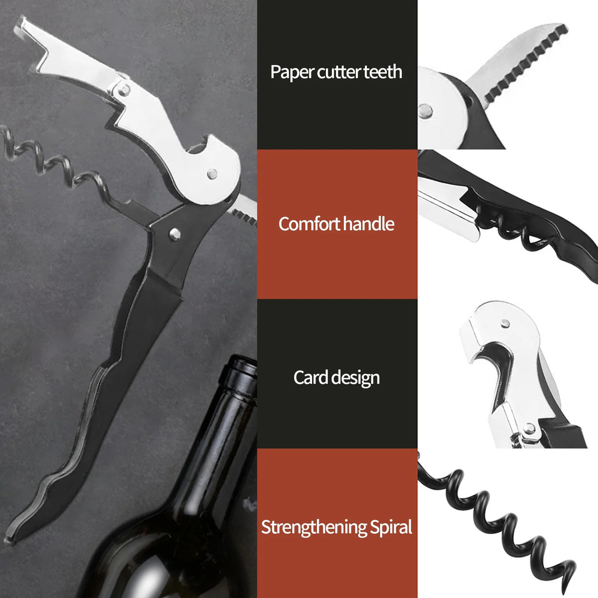 Manual Bottle Opener Double Hinged with Foil Cutter L7122