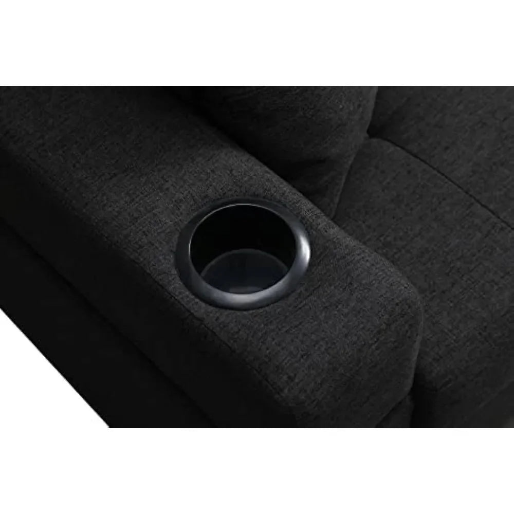 Black L-Shaped Upholstered Sofa Bed with Reversible Chaise Longue H45385