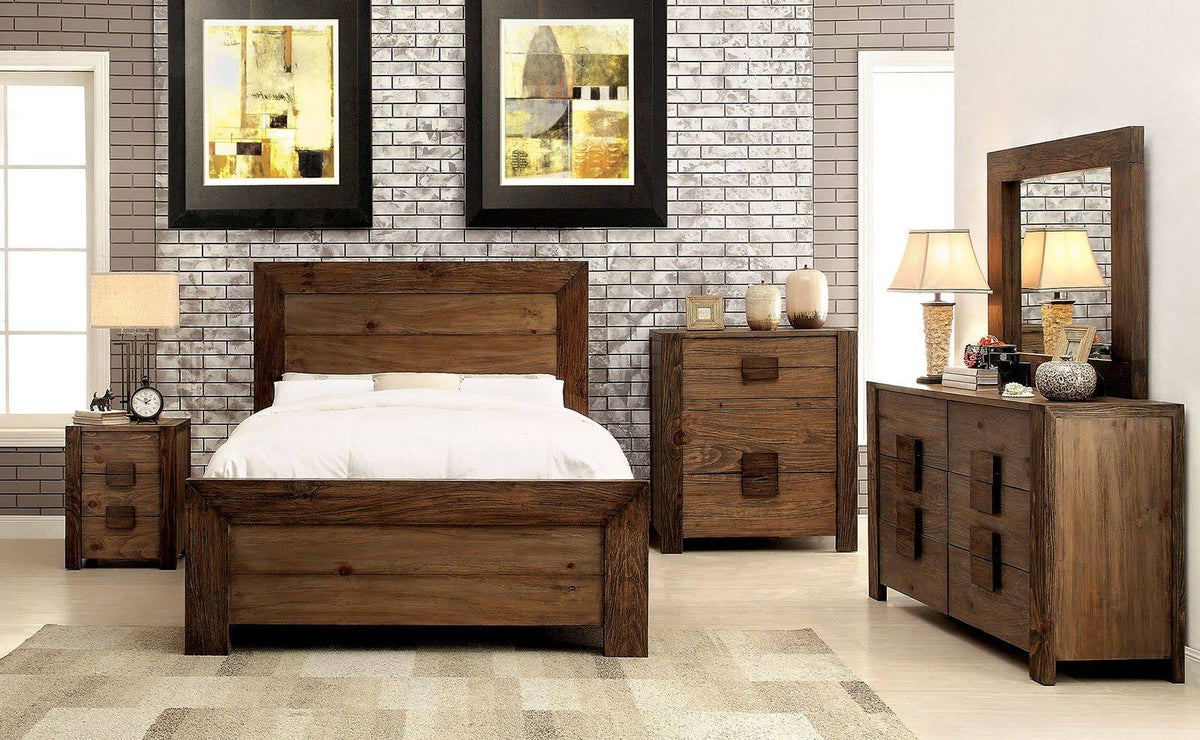 Rustic Natural King Panel Bed L264