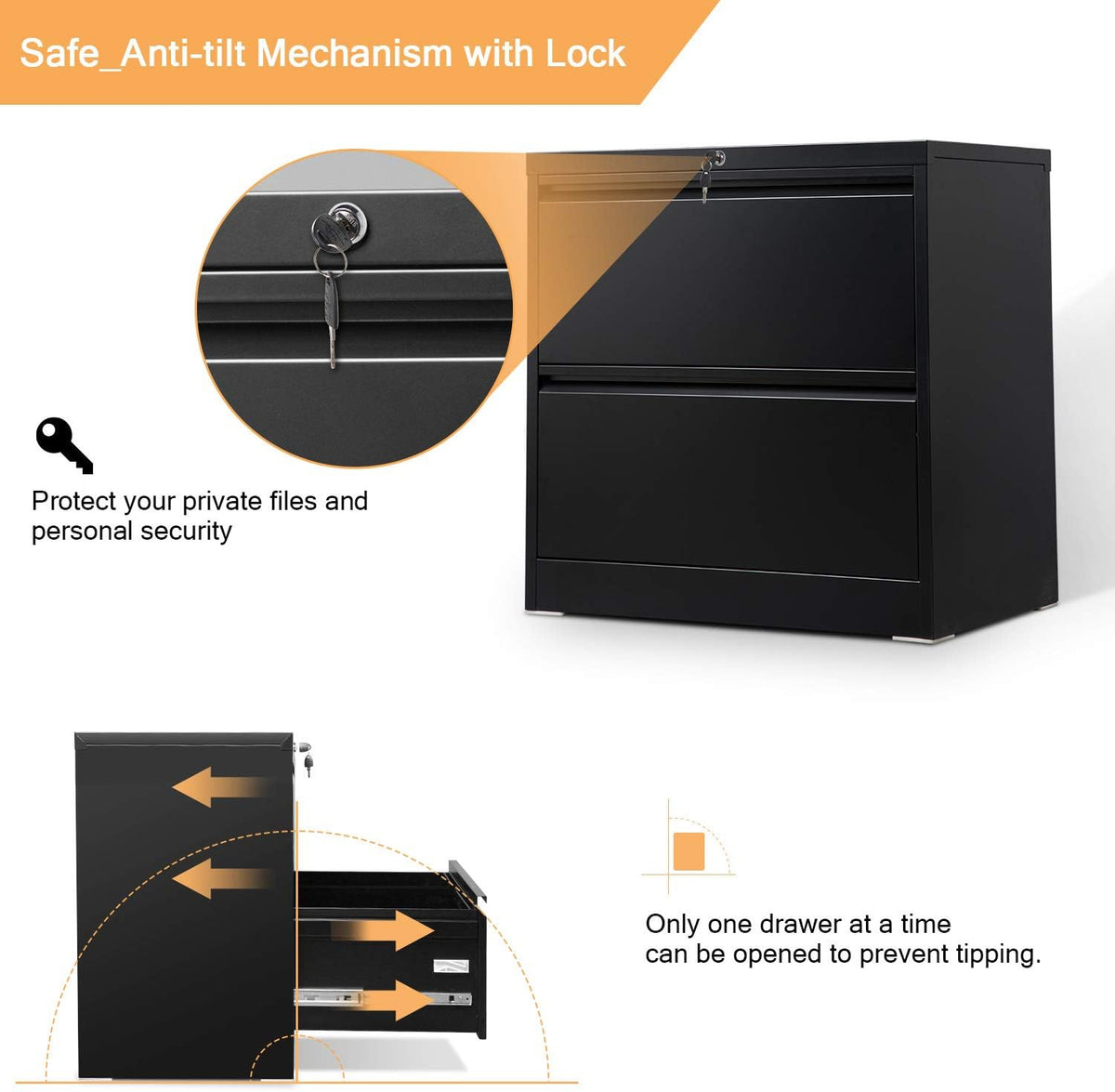2 Drawer Metal File Cabinet with Lock Z897