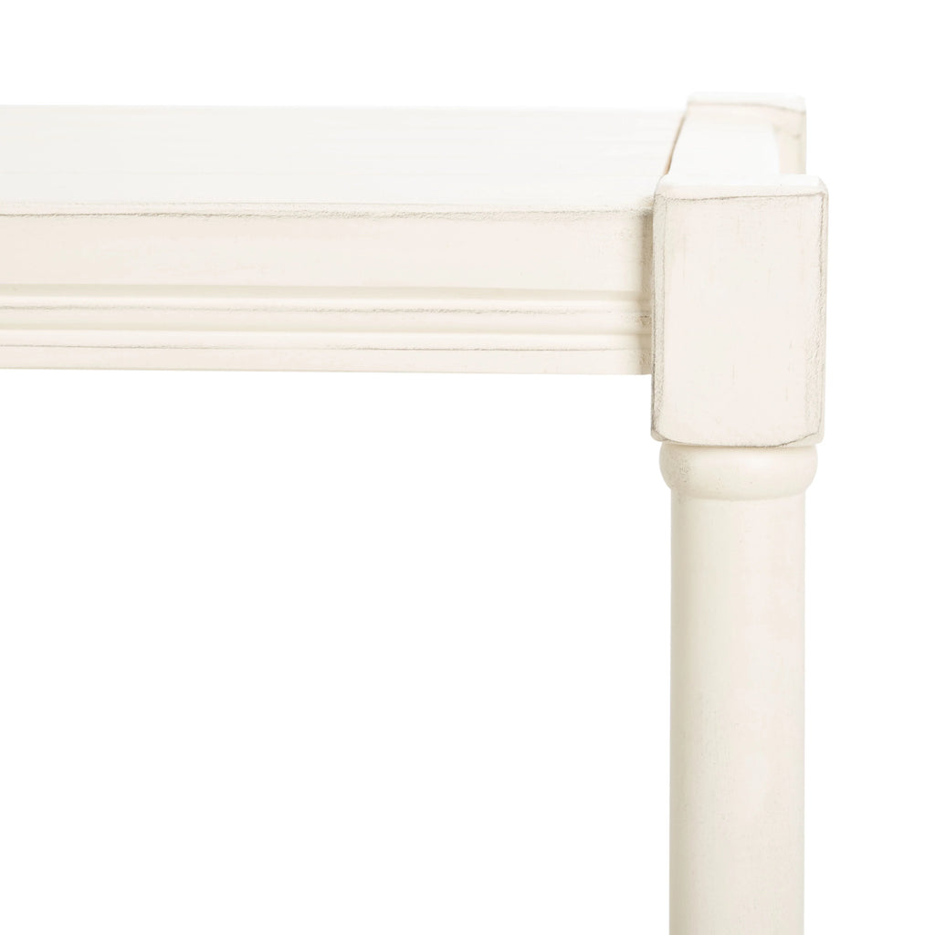 Distressed White Wood Console Table with Shelf I854492
