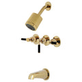 Polished Brass Three-Handle Tub and Shower Faucet I84534