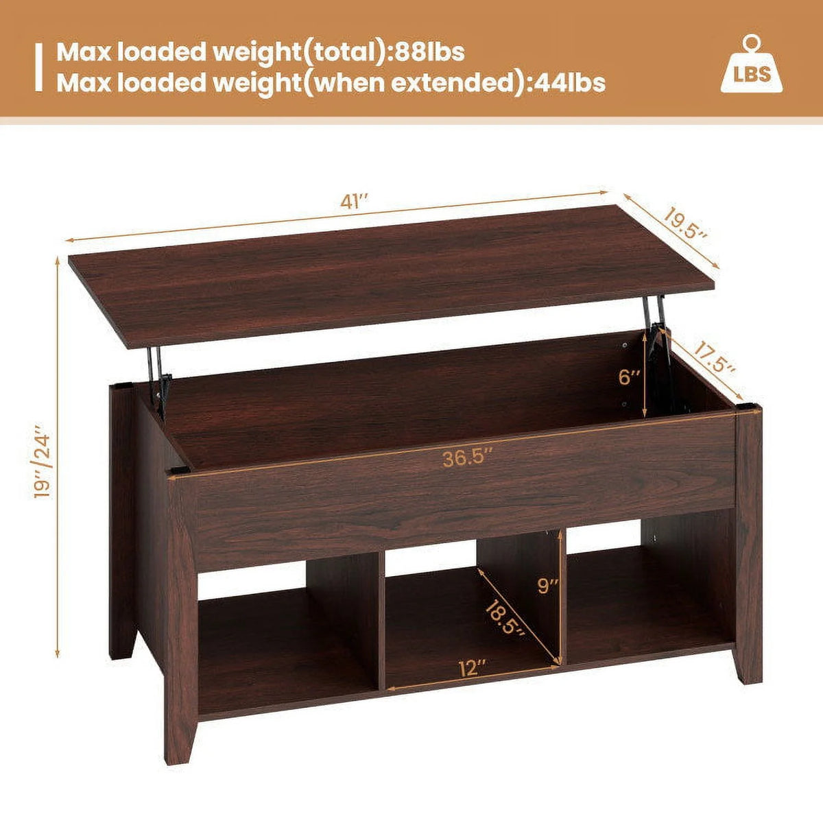 Lift Top Coffee Table with Storage T532