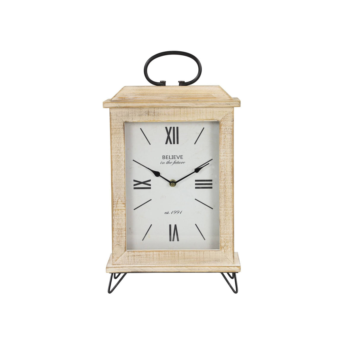Rectangular Beige Wooden Table Clock N46871