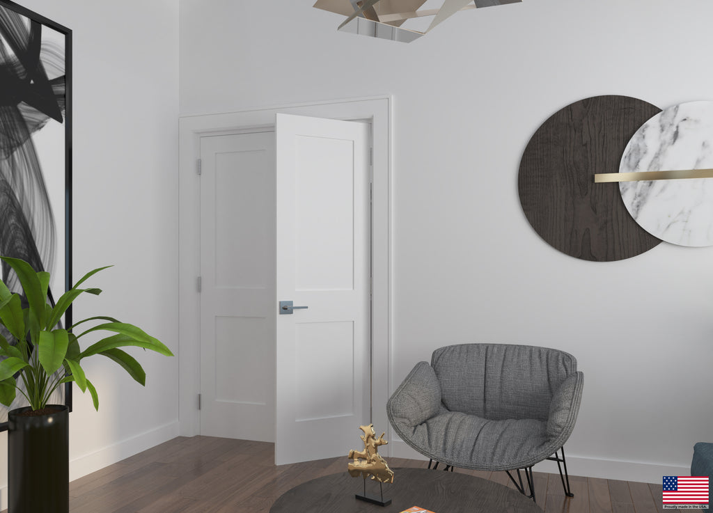 White Primed Double Prehung French Door with Black Hinges A30961