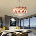Pink Rose Flower Crystal Pendant Ceiling Lamp V20681