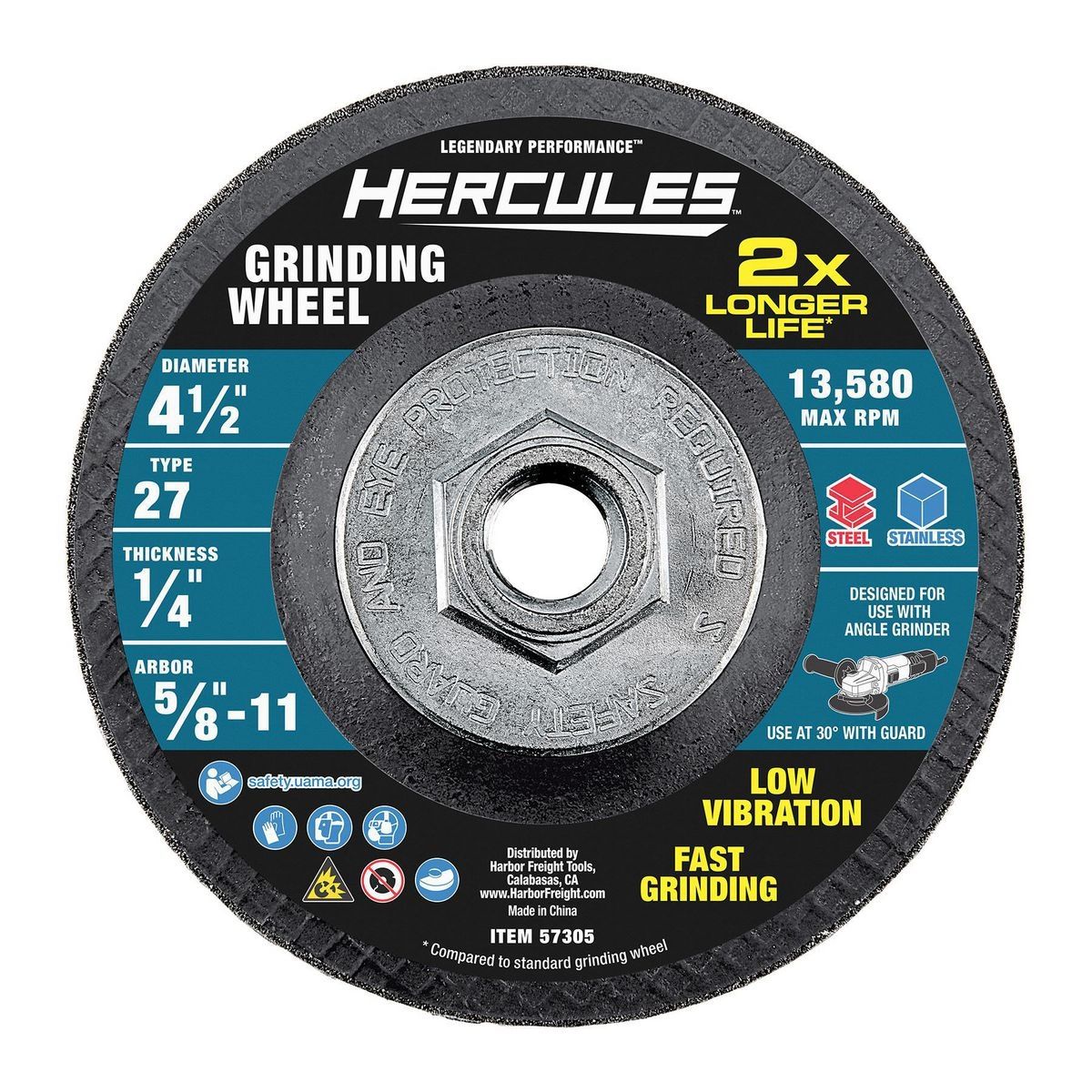 4-1/2 in. x 1/4 in. x 5/8 in. Type 27 Metal Grinding Wheel F648