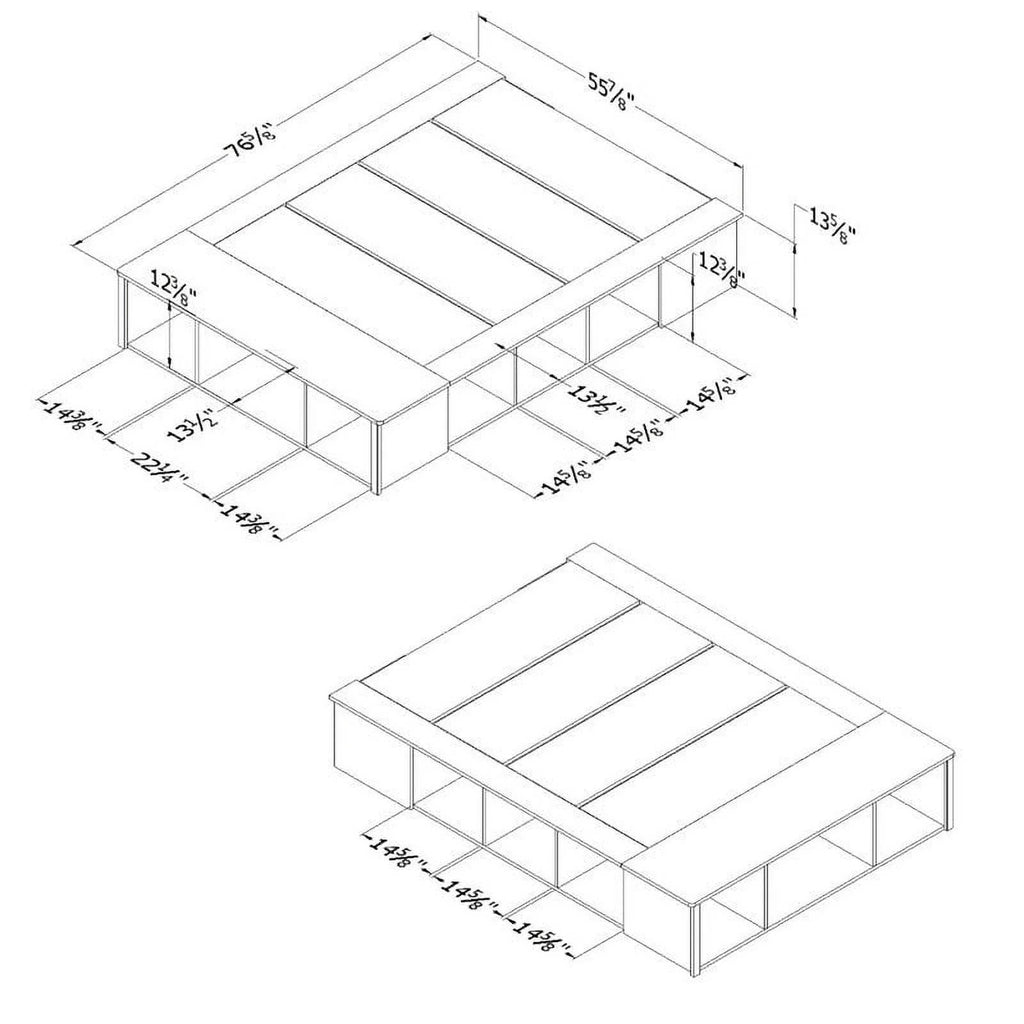 Black Oak Wood Full Storage Platform Bed D604180
