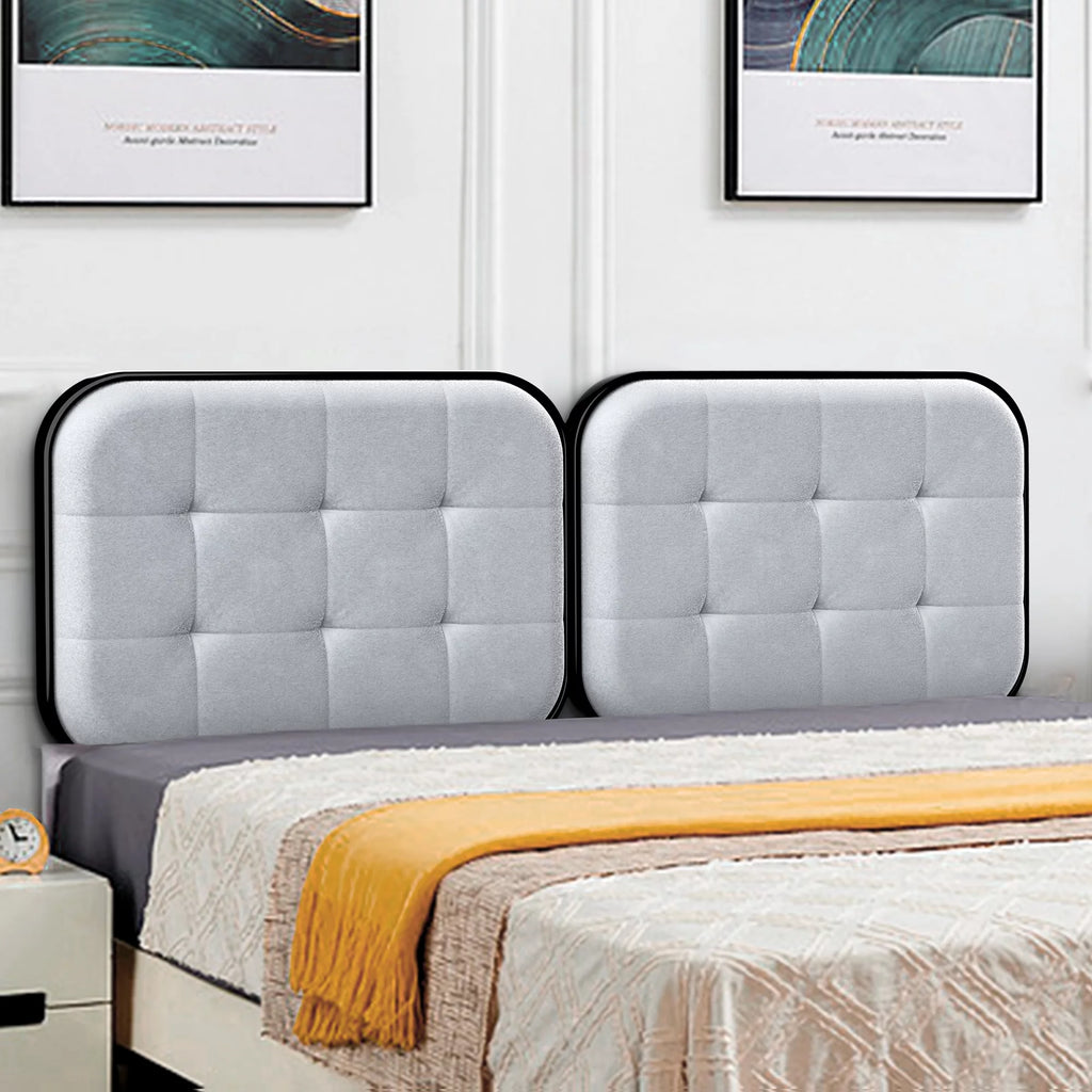 Upholstered Headboard for Cal King Size Bed, Velvet Fabric Gray C520861