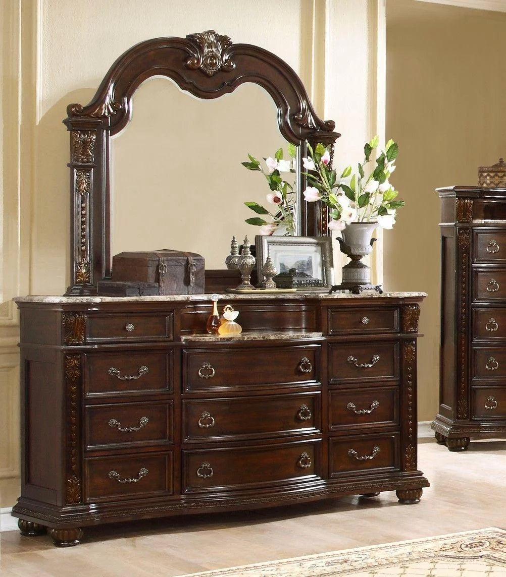 Dark Cherry Queen Bedroom Set 5P with Chest L118720
