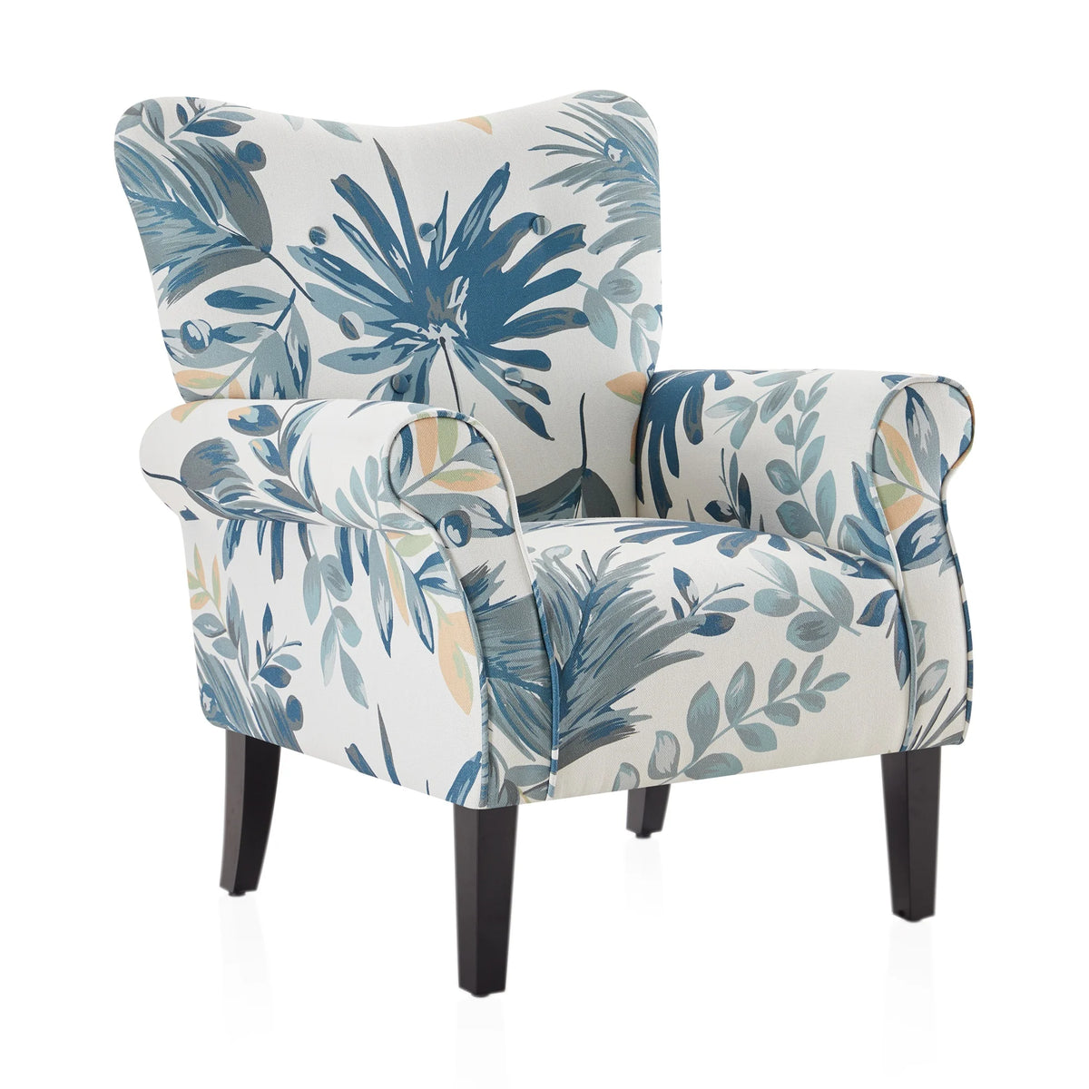 Blue Floral Accent Armchair E1459