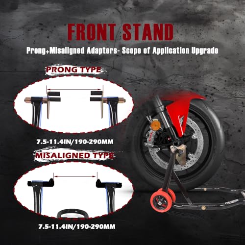 850lbs Front and Rear Motorcycle Stands with Adapters L350