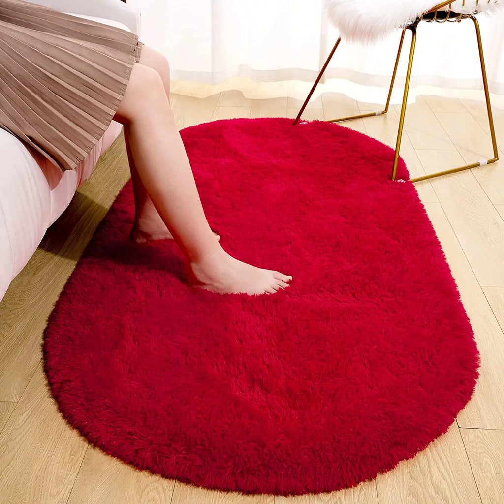 Ultra Soft Modern Oval Rugs 2.6' x 5.3' Red O3457