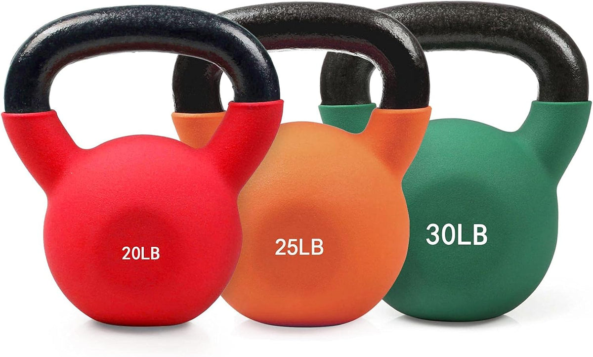 Neoprene Coated Solid Cast Iron Kettlebell 20 25 30 35 40 45 50 LB, Pack of 2 O75196
