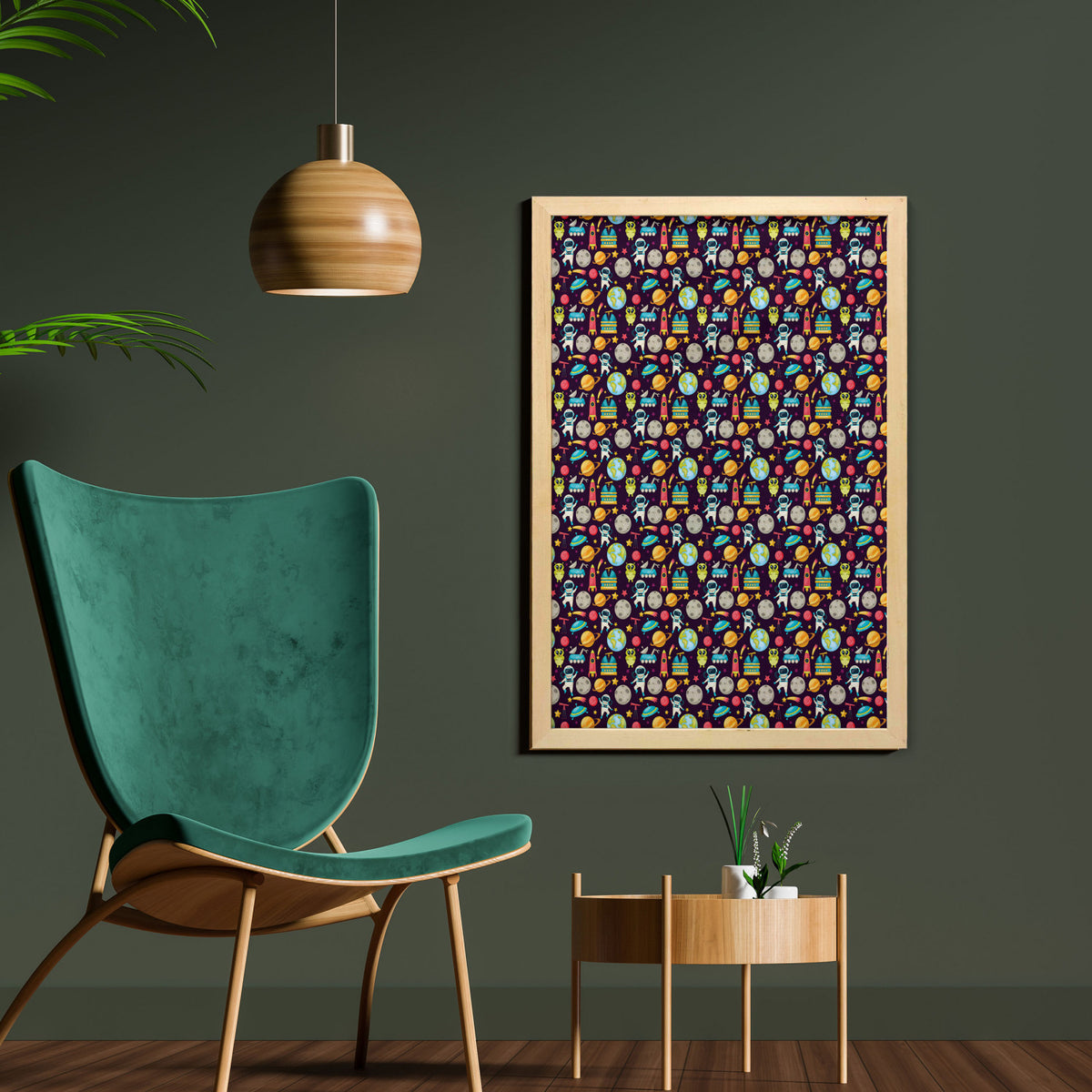 23" x 35" Multicolor Printed Fabric Wall Art with Frame R40188