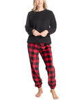 Sherpa Plush Pajama Set, Buffalo/Black, X-Small F8166