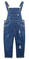 Blue 12T Girls Ripped Jeans Overalls N33335