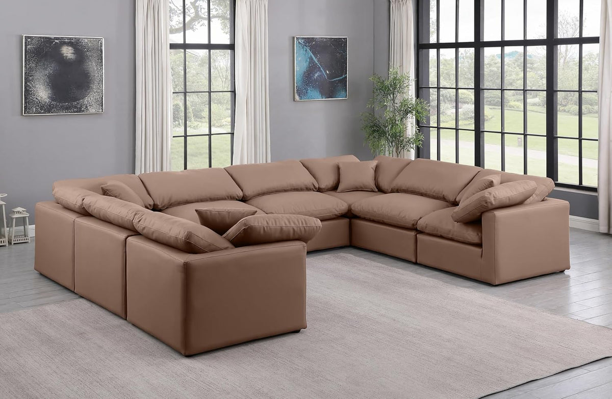 Brown Vegan Leather Sectional E49041