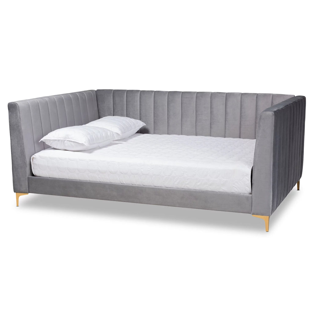 Light Grey Velvet Queen Daybed F971209