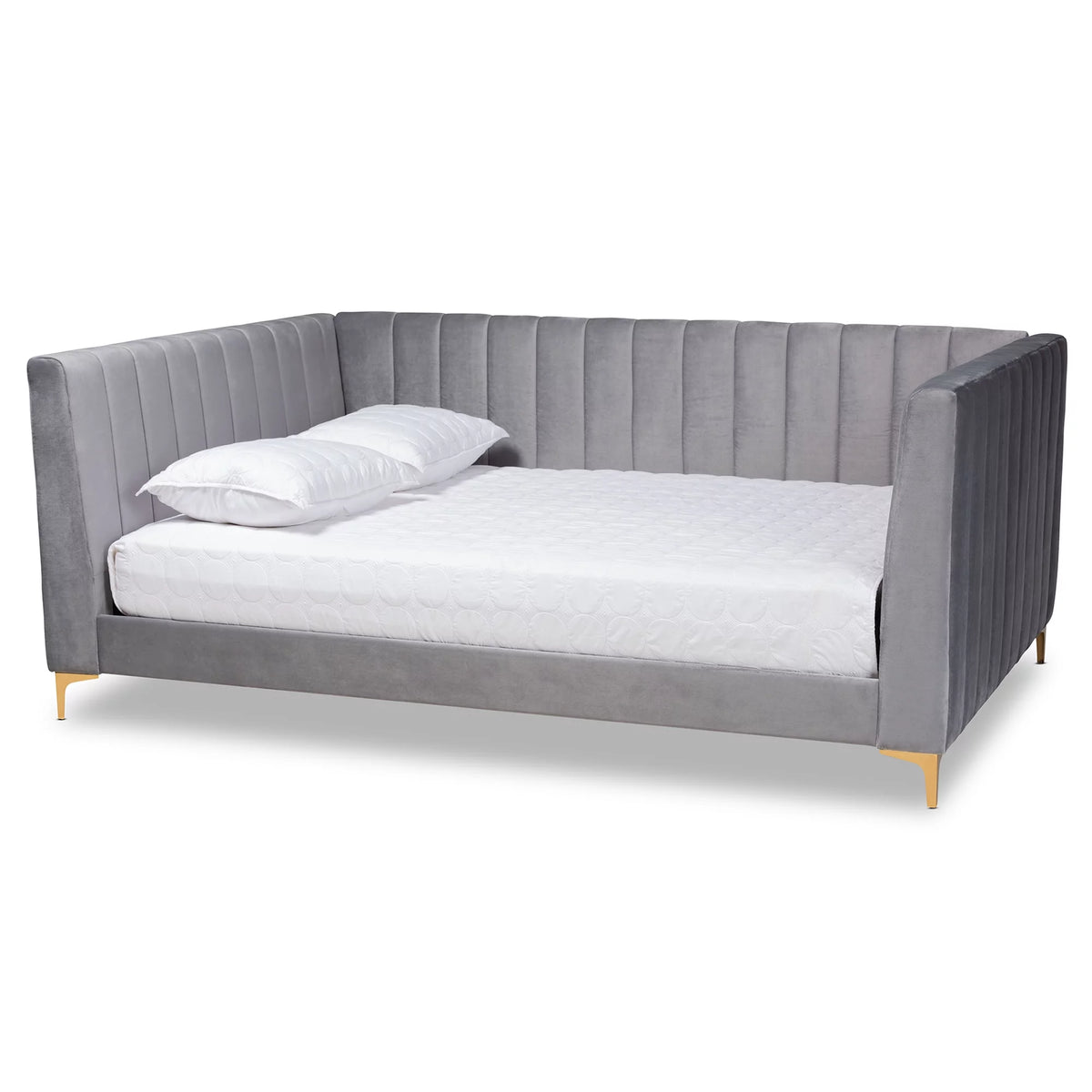 Light Grey Velvet Queen Daybed F971209