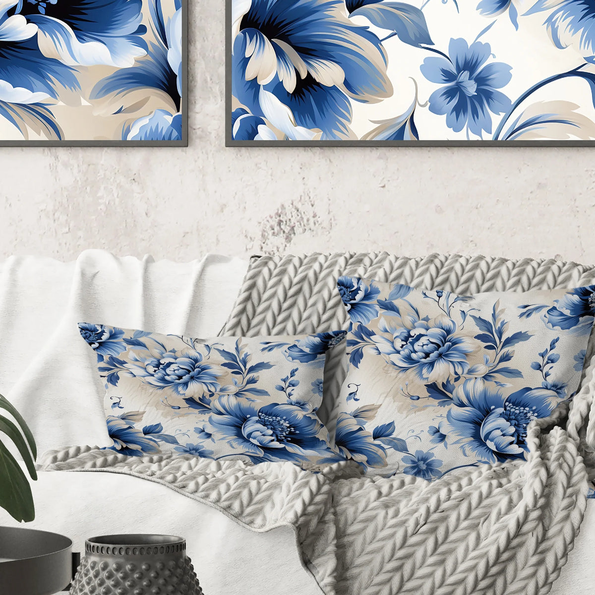 Floral Printed Throw Pillow H399