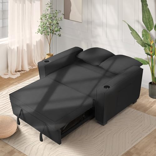 Black Corduroy Convertible Sofa Bed Q46209