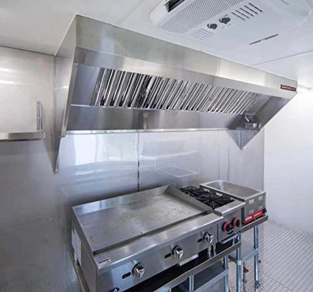 Food Truck Low Profile Exhaust Hood System with Fan and Duct W527