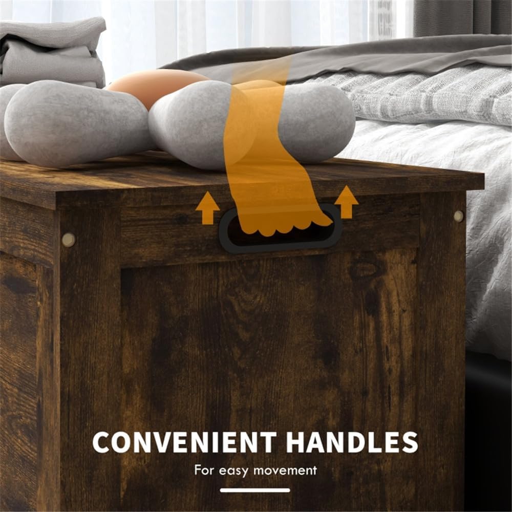 Large Wooden Storage Chest Trunk with Lid, Brown W11627