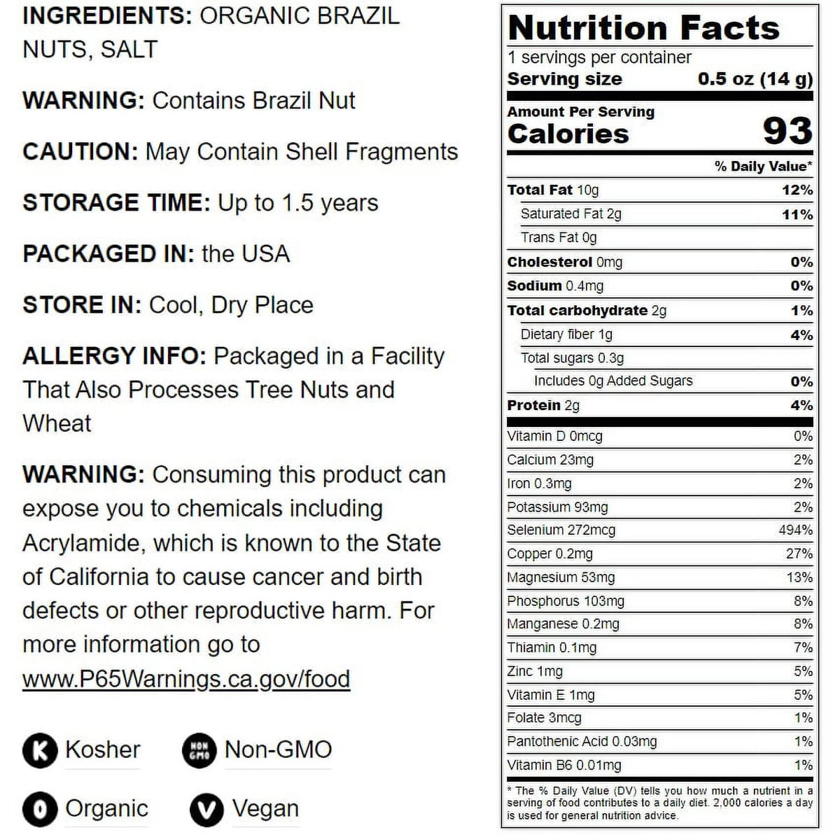 Organic Dry Roasted Brazil Nuts with Himalayan Salt, 4 Pounds I62037